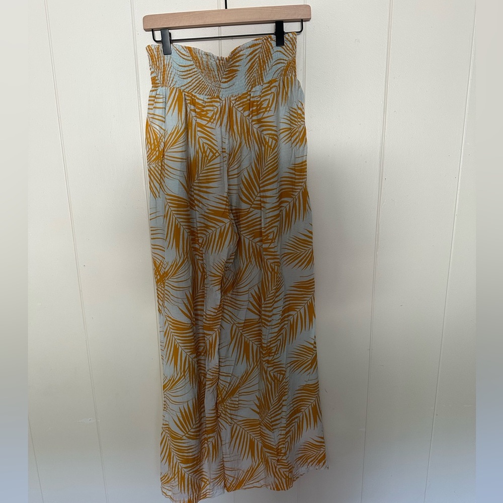 Mahina Cream and Mustard Floral Aloha Waist Pants